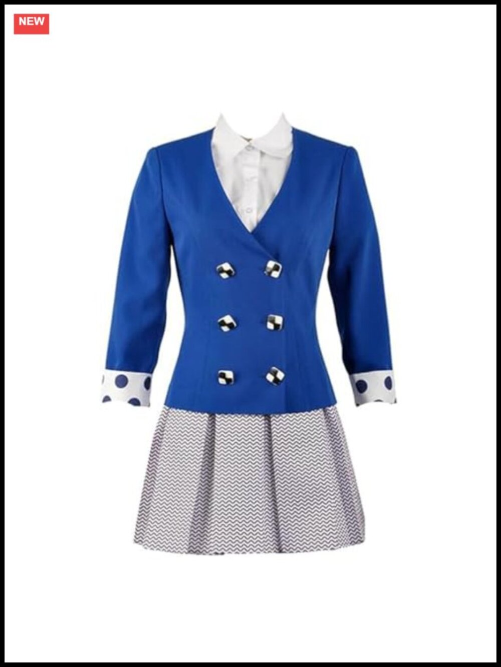 Women's Cosplay Costume School Uniform Blue Blazer Skirt Set Halloween Party
